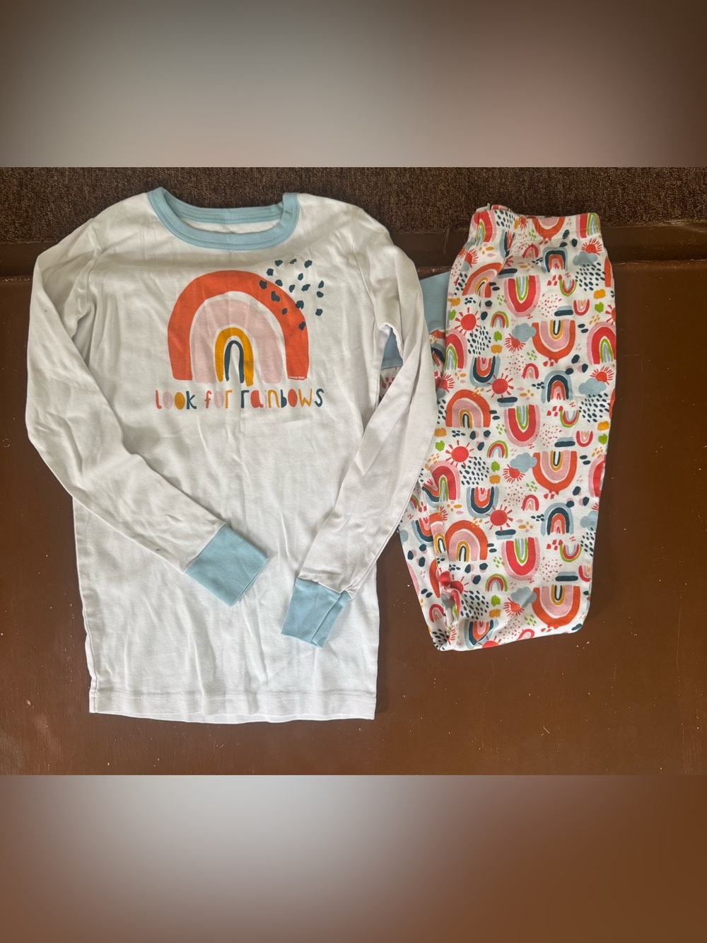 Girls Lands End Rainbow Long Sleeve Pajamas - Size 16